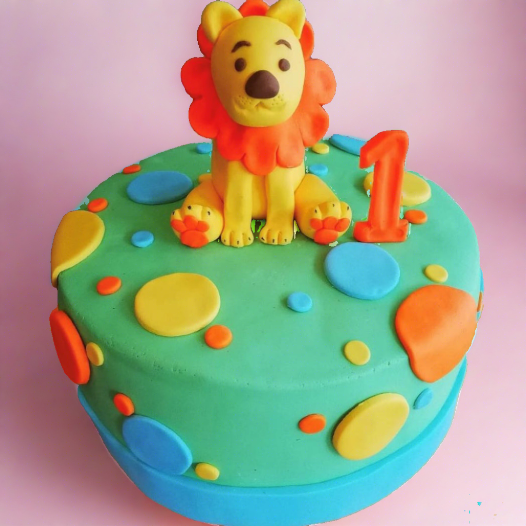 lion fondant customized birthday cake