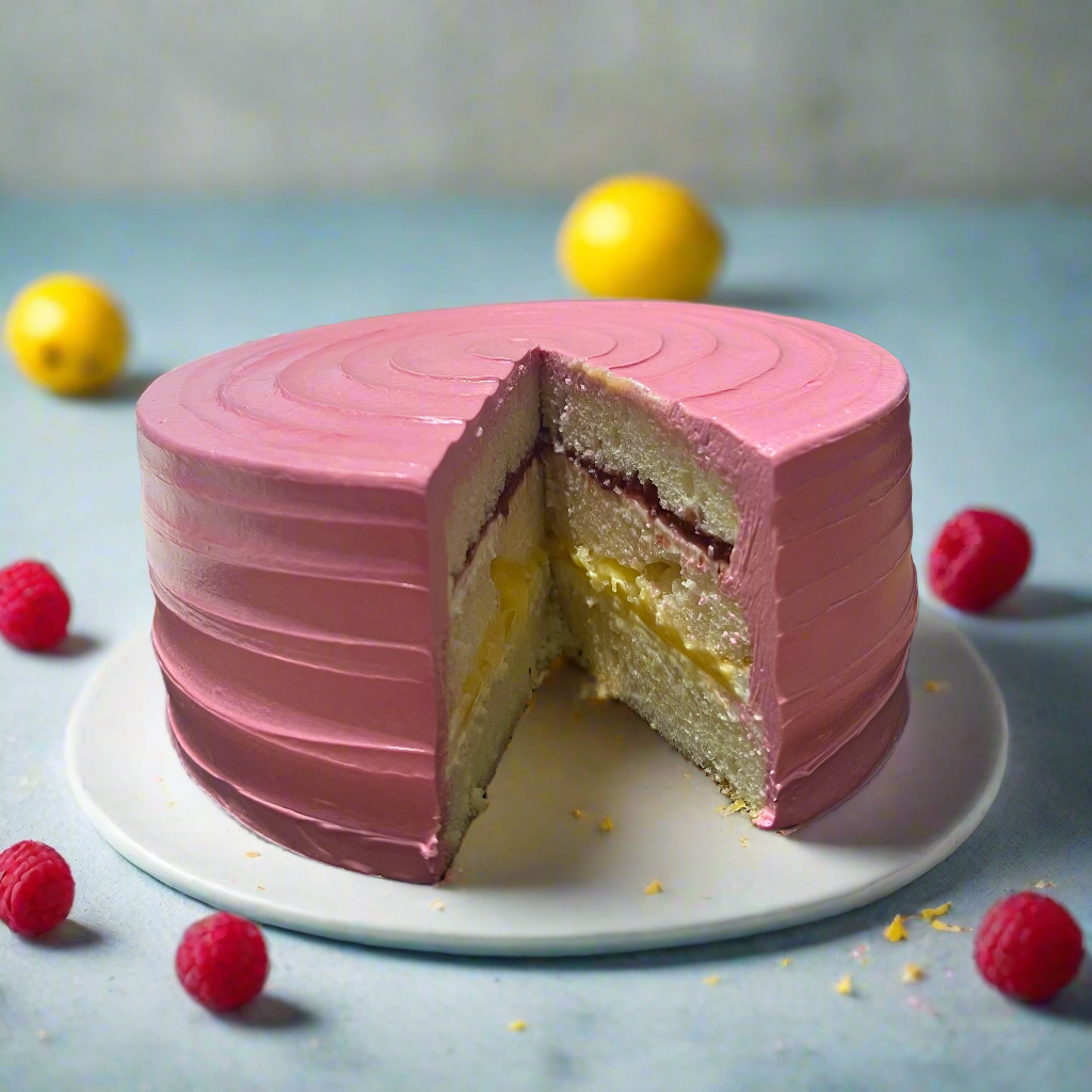 Raspberry Lemon Cake Cut