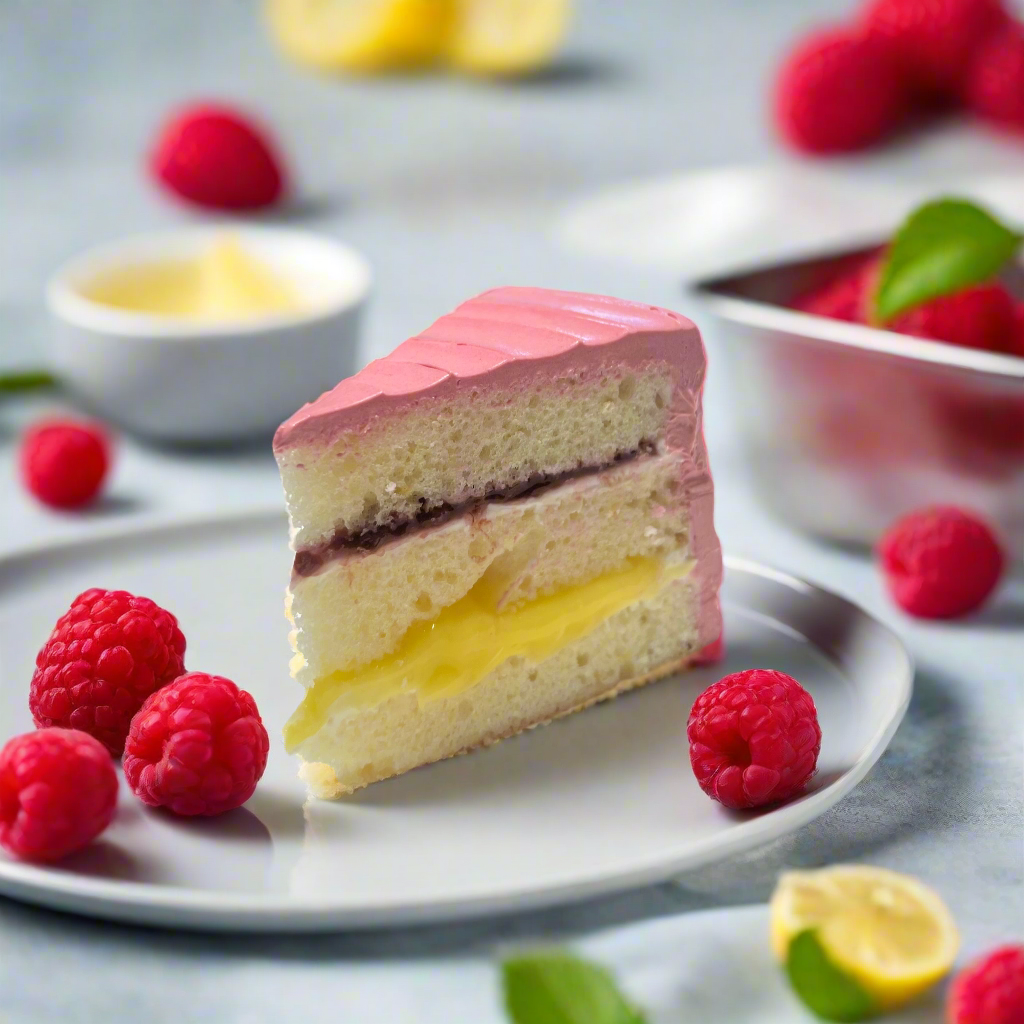 Slice of Raspberry Lemon Cake